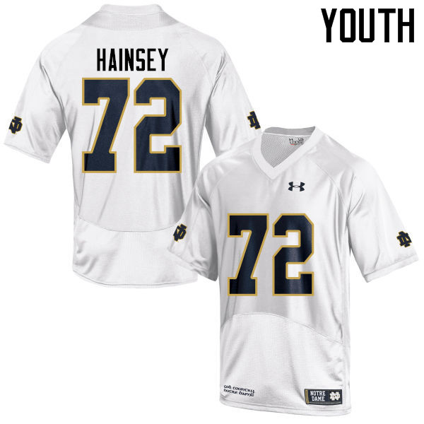 Youth NCAA Notre Dame Fighting Irish #72 Robert Hainsey Stitched College Under Armour Authentic White Football Jersey XX10A17JS